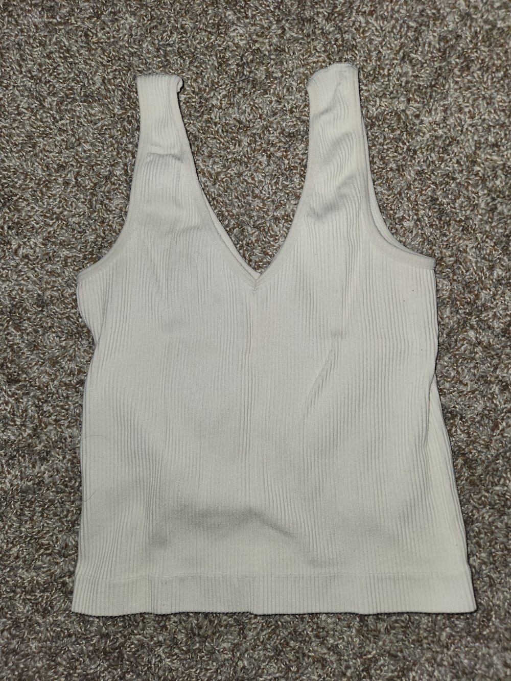 Rue21 Cream Ribbed V-Neck Tank Top